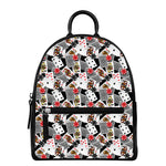 Casino Card And Chip Pattern Print Leather Backpack