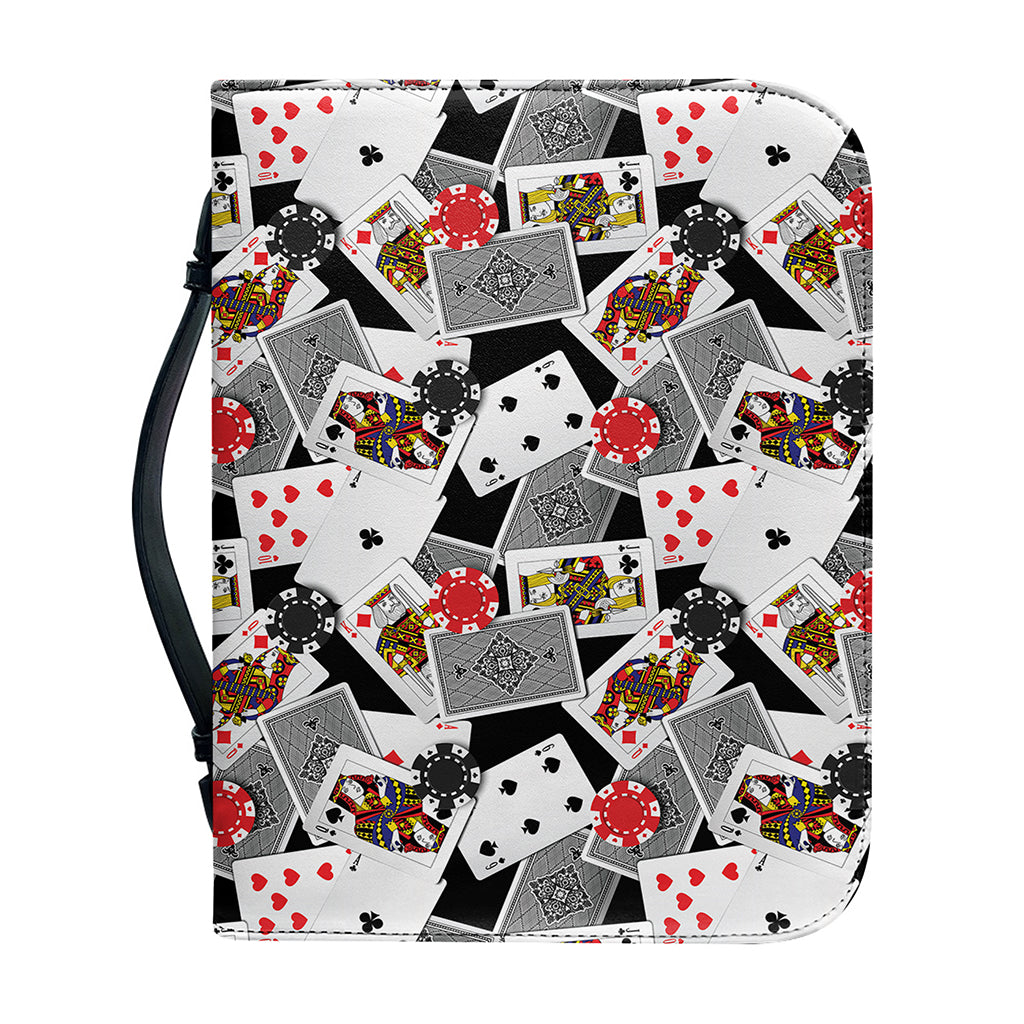 Casino Card And Chip Pattern Print Leather Bible Cover
