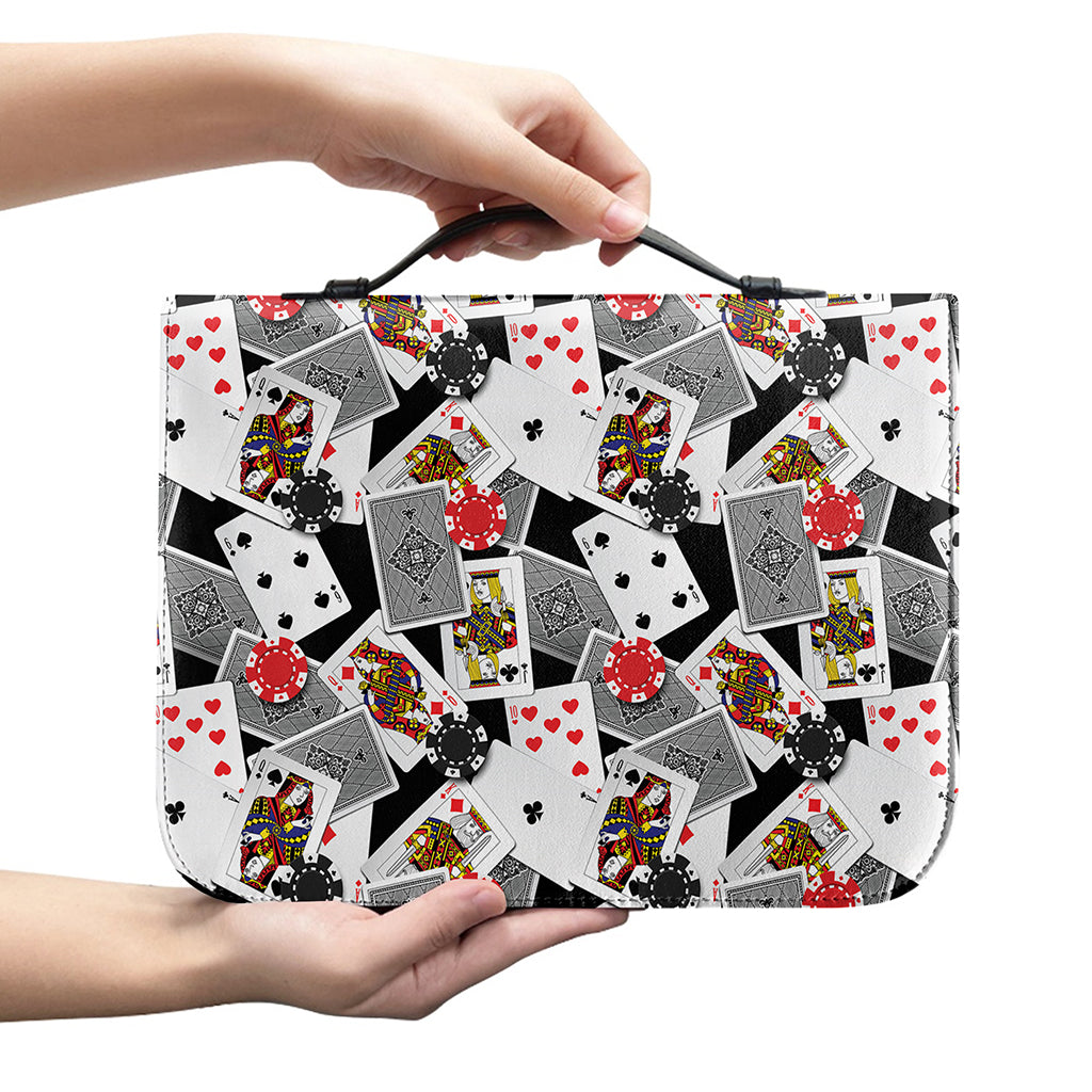 Casino Card And Chip Pattern Print Leather Bible Cover