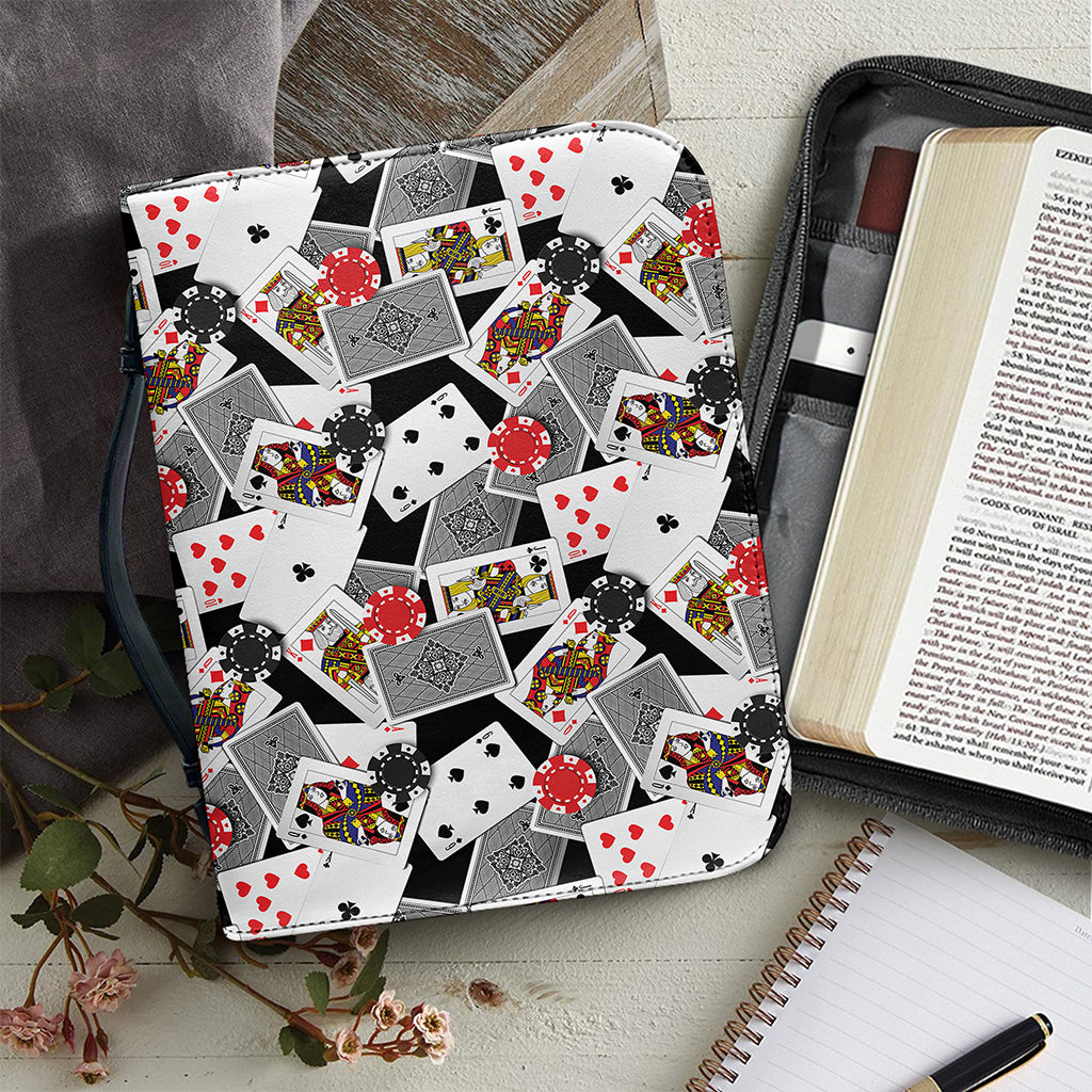 Casino Card And Chip Pattern Print Leather Bible Cover