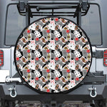 Casino Card And Chip Pattern Print Leather Spare Tire Cover