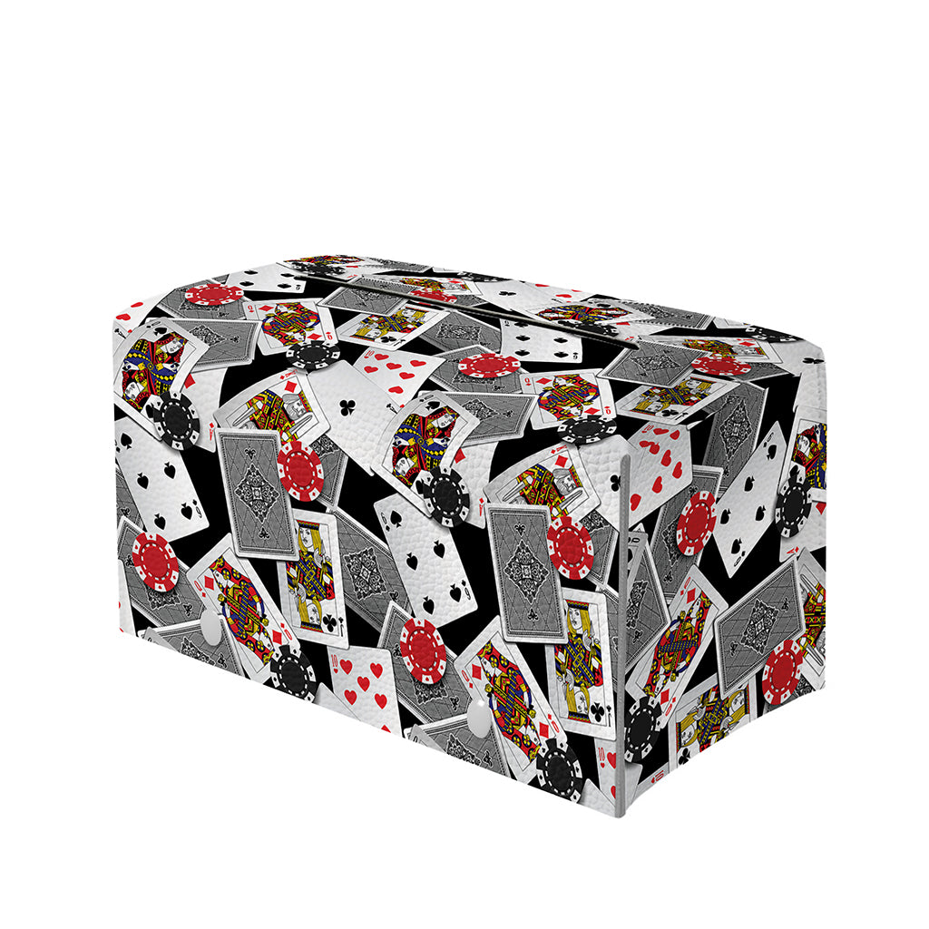 Casino Card And Chip Pattern Print Leather Tissue Box Cover