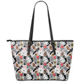 Casino Card And Chip Pattern Print Leather Tote Bag With Zipper