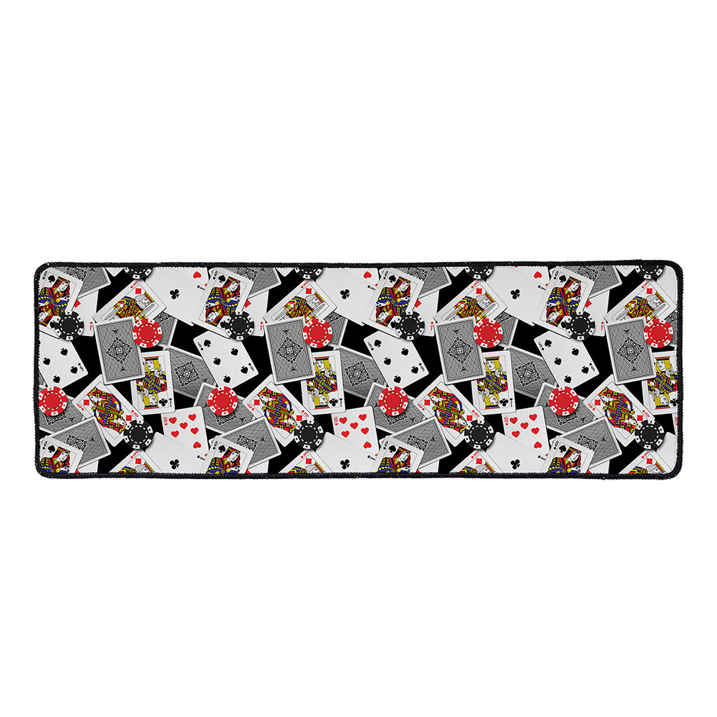 Casino Card And Chip Pattern Print Long Kitchen Mat