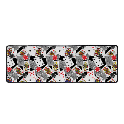Casino Card And Chip Pattern Print Long Kitchen Mat