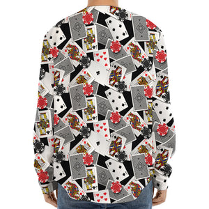 Casino Card And Chip Pattern Print Long Sleeve Baseball Jersey