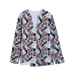 Casino Card And Chip Pattern Print Long Sleeve Short Coat