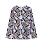 Casino Card And Chip Pattern Print Long Sleeve Short Coat