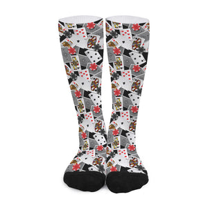 Casino Card And Chip Pattern Print Long Socks