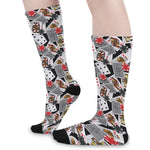 Casino Card And Chip Pattern Print Long Socks