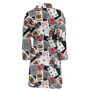 Casino Card And Chip Pattern Print Men's Bathrobe