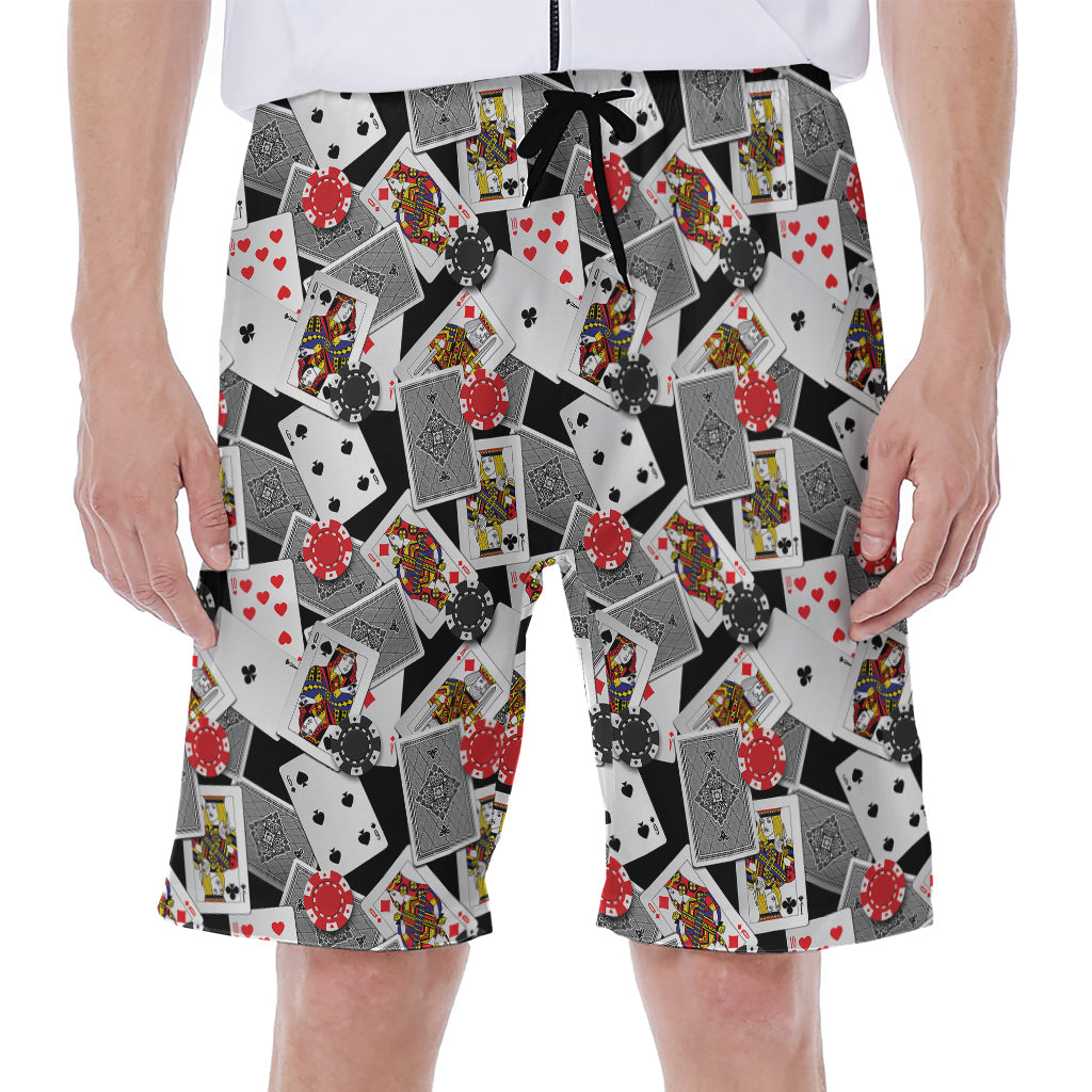 Casino Card And Chip Pattern Print Men's Beach Shorts