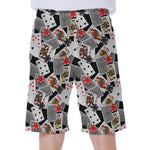 Casino Card And Chip Pattern Print Men's Beach Shorts