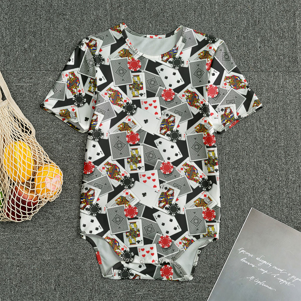 Casino Card And Chip Pattern Print Men's Bodysuit