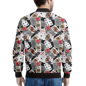 Casino Card And Chip Pattern Print Men's Bomber Jacket