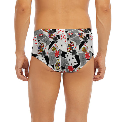 Casino Card And Chip Pattern Print Men's Briefs