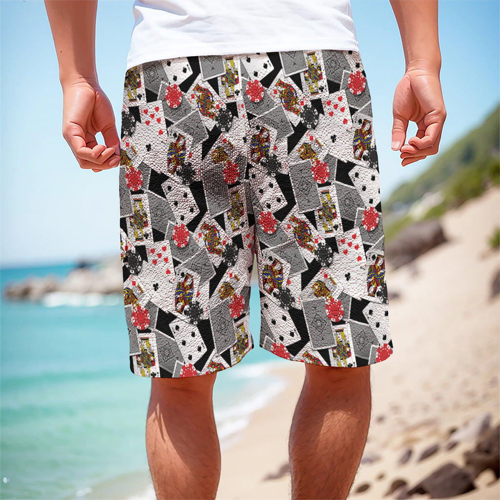 Casino Card And Chip Pattern Print Men's Cargo Shorts