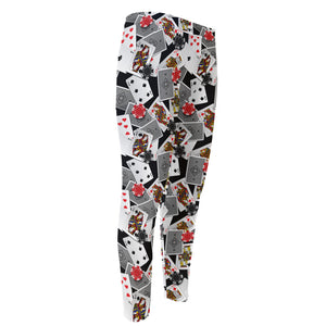 Casino Card And Chip Pattern Print Men's Compression Pants