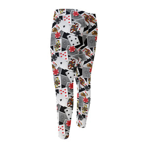 Casino Card And Chip Pattern Print Men's Compression Pants