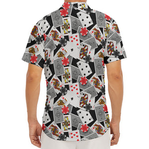 Casino Card And Chip Pattern Print Men's Deep V-Neck Shirt