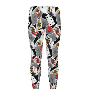 Casino Card And Chip Pattern Print Men's leggings