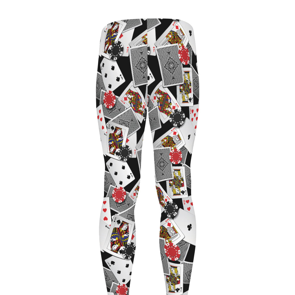 Casino Card And Chip Pattern Print Men's leggings