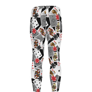 Casino Card And Chip Pattern Print Men's leggings