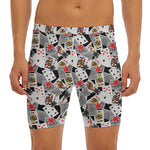 Casino Card And Chip Pattern Print Men's Long Boxer Briefs