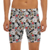 Casino Card And Chip Pattern Print Men's Long Boxer Briefs