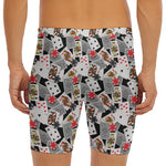 Casino Card And Chip Pattern Print Men's Long Boxer Briefs