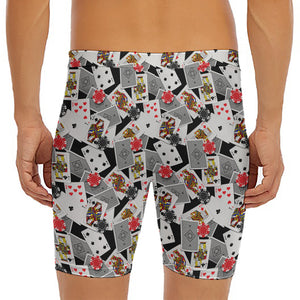 Casino Card And Chip Pattern Print Men's Long Boxer Briefs