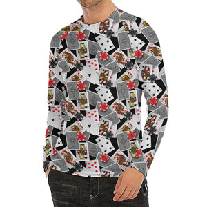 Casino Card And Chip Pattern Print Men's Long Sleeve Rash Guard