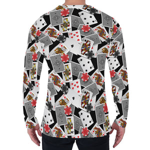 Casino Card And Chip Pattern Print Men's Long Sleeve T-Shirt