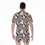 Casino Card And Chip Pattern Print Men's Rompers