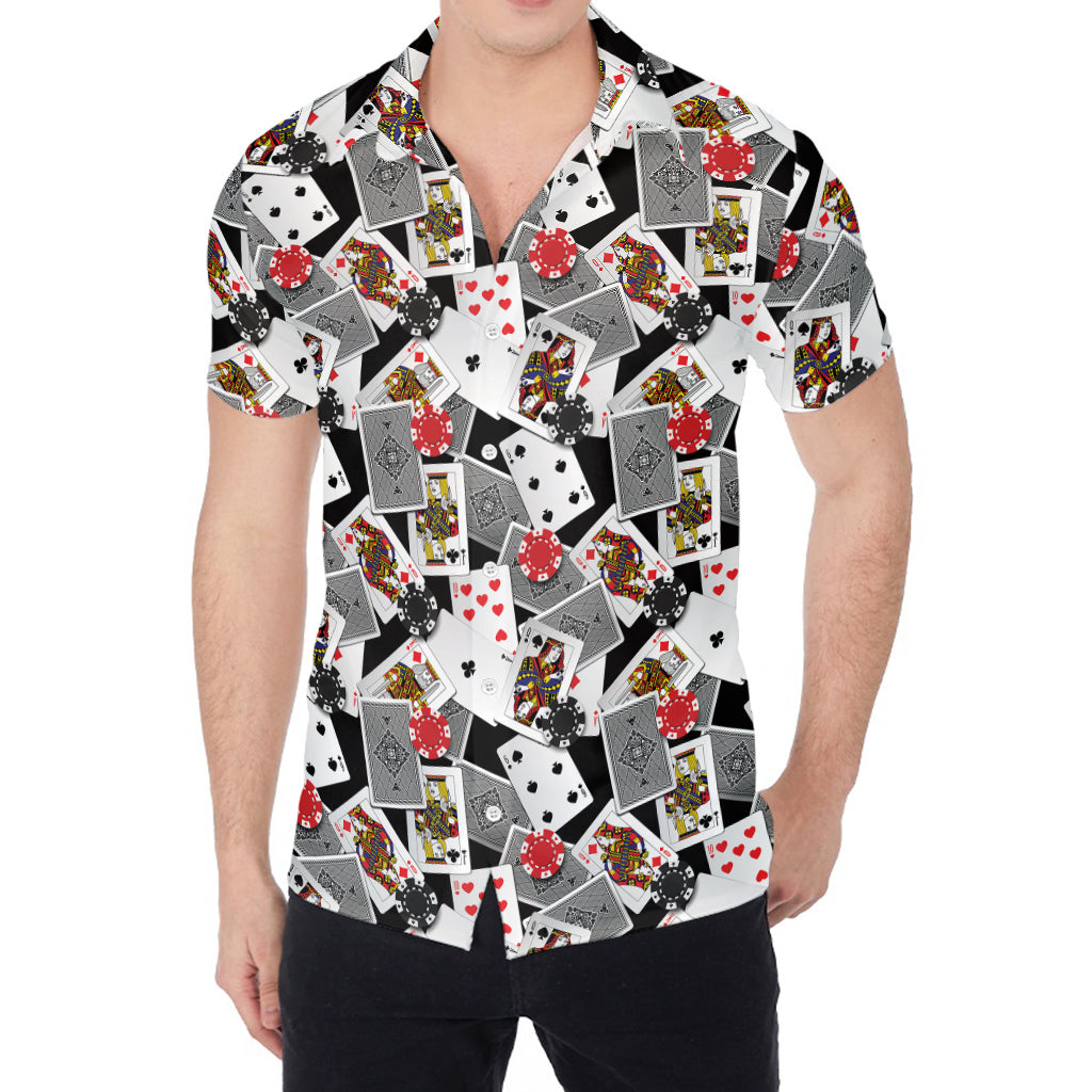 Casino Card And Chip Pattern Print Men's Shirt