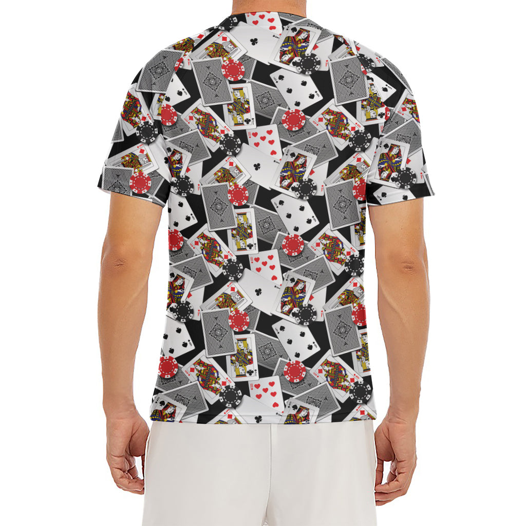 Casino Card And Chip Pattern Print Men's Short Sleeve Rash Guard