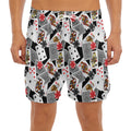 Casino Card And Chip Pattern Print Men's Split Running Shorts