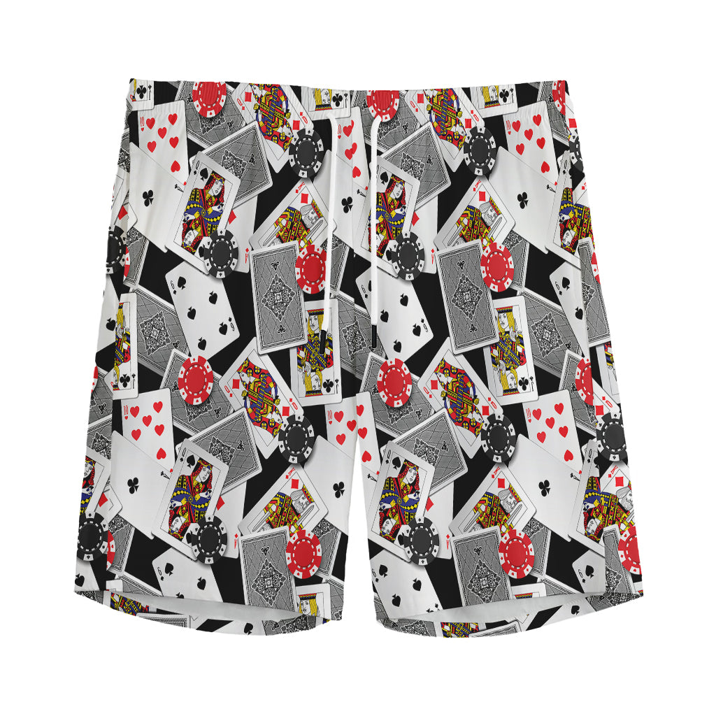 Casino Card And Chip Pattern Print Men's Sports Shorts