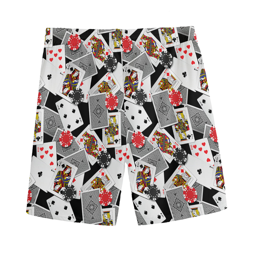 Casino Card And Chip Pattern Print Men's Sports Shorts