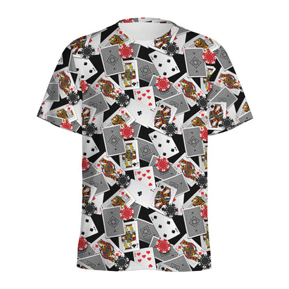 Casino Card And Chip Pattern Print Men's Sports T-Shirt