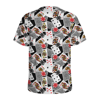 Casino Card And Chip Pattern Print Men's Sports T-Shirt