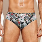 Casino Card And Chip Pattern Print Men's Swim Briefs