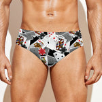 Casino Card And Chip Pattern Print Men's Swim Briefs