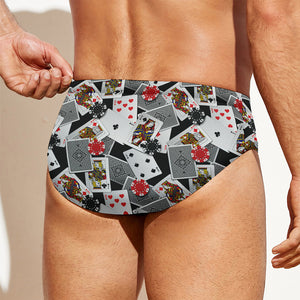 Casino Card And Chip Pattern Print Men's Swim Briefs