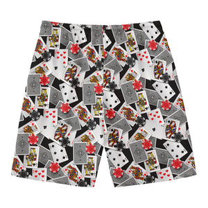 Casino Card And Chip Pattern Print Men's Swim Trunks