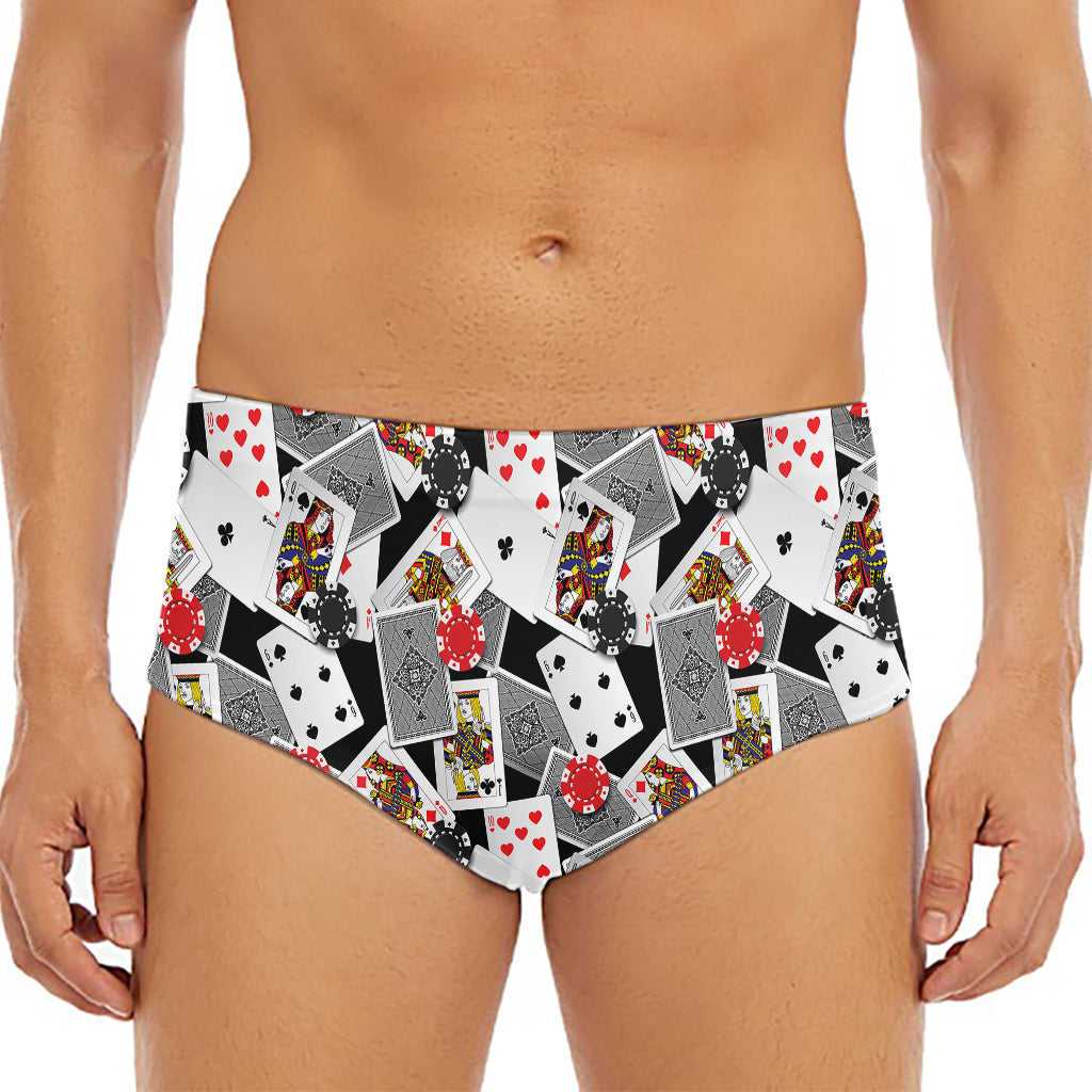 Casino Card And Chip Pattern Print Men's Triangle Swim Briefs