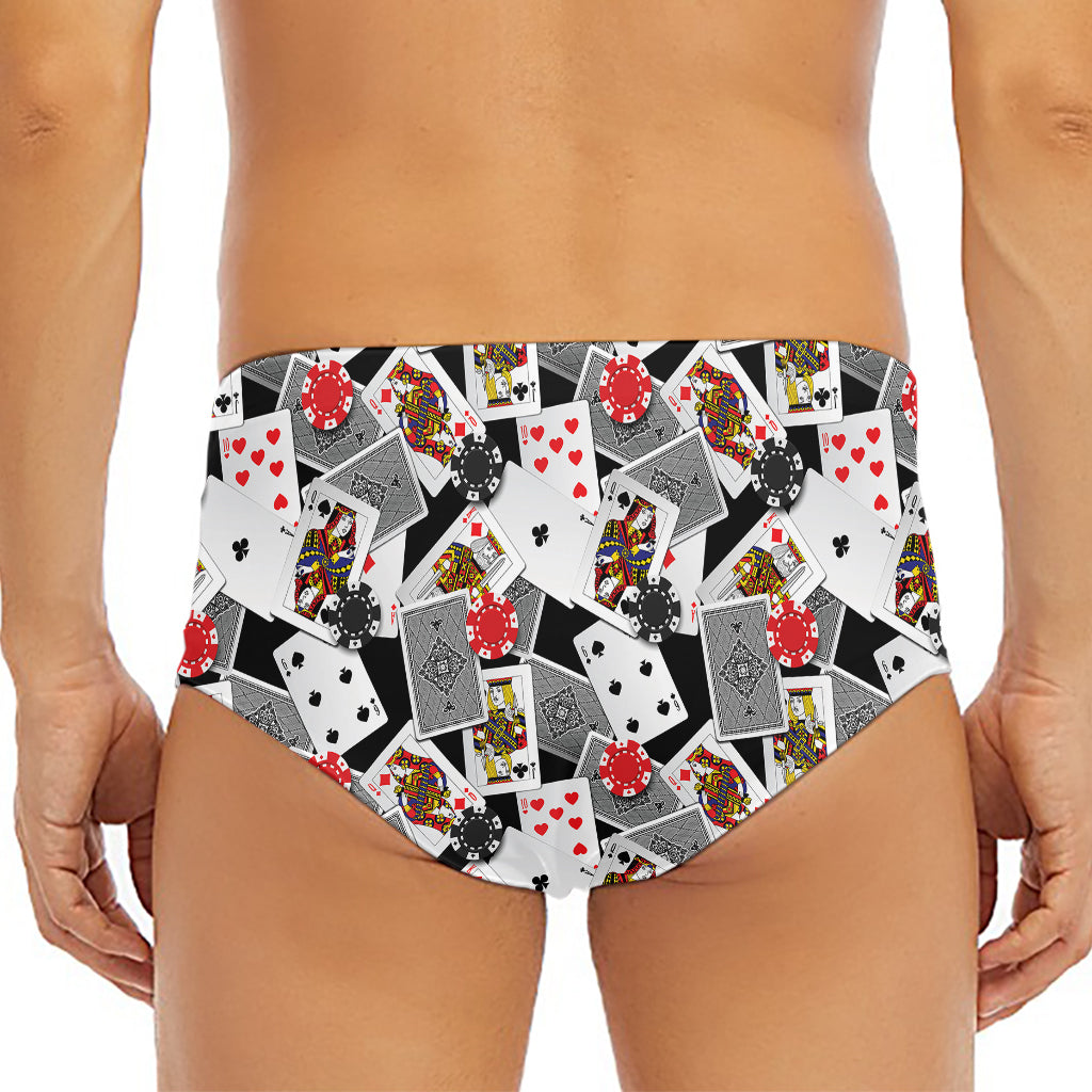 Casino Card And Chip Pattern Print Men's Triangle Swim Briefs