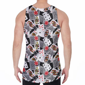 Casino Card And Chip Pattern Print Men's Velvet Tank Top