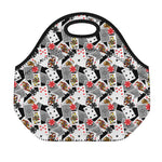 Casino Card And Chip Pattern Print Neoprene Lunch Bag