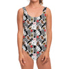 Casino Card And Chip Pattern Print One Piece Swimsuit